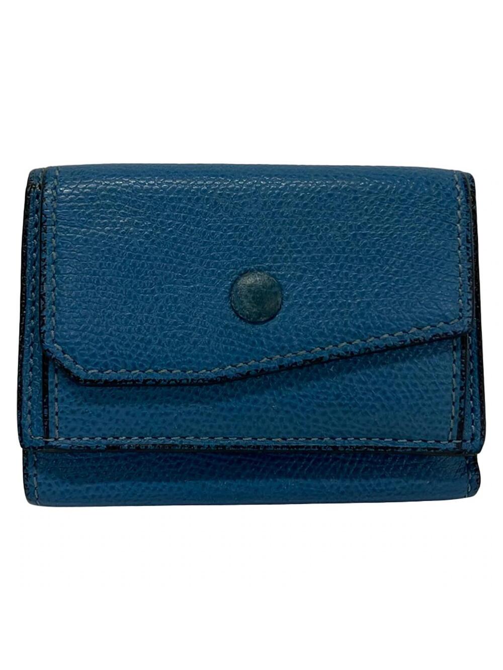 Valextra Blue Leather Trifold Wallet #358436V50B